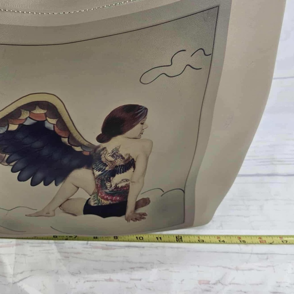 SEJZIINN Yoga Art Collective The Twist Me Tote Bag Unique Angel Graphic Leather - Picture 7 of 11